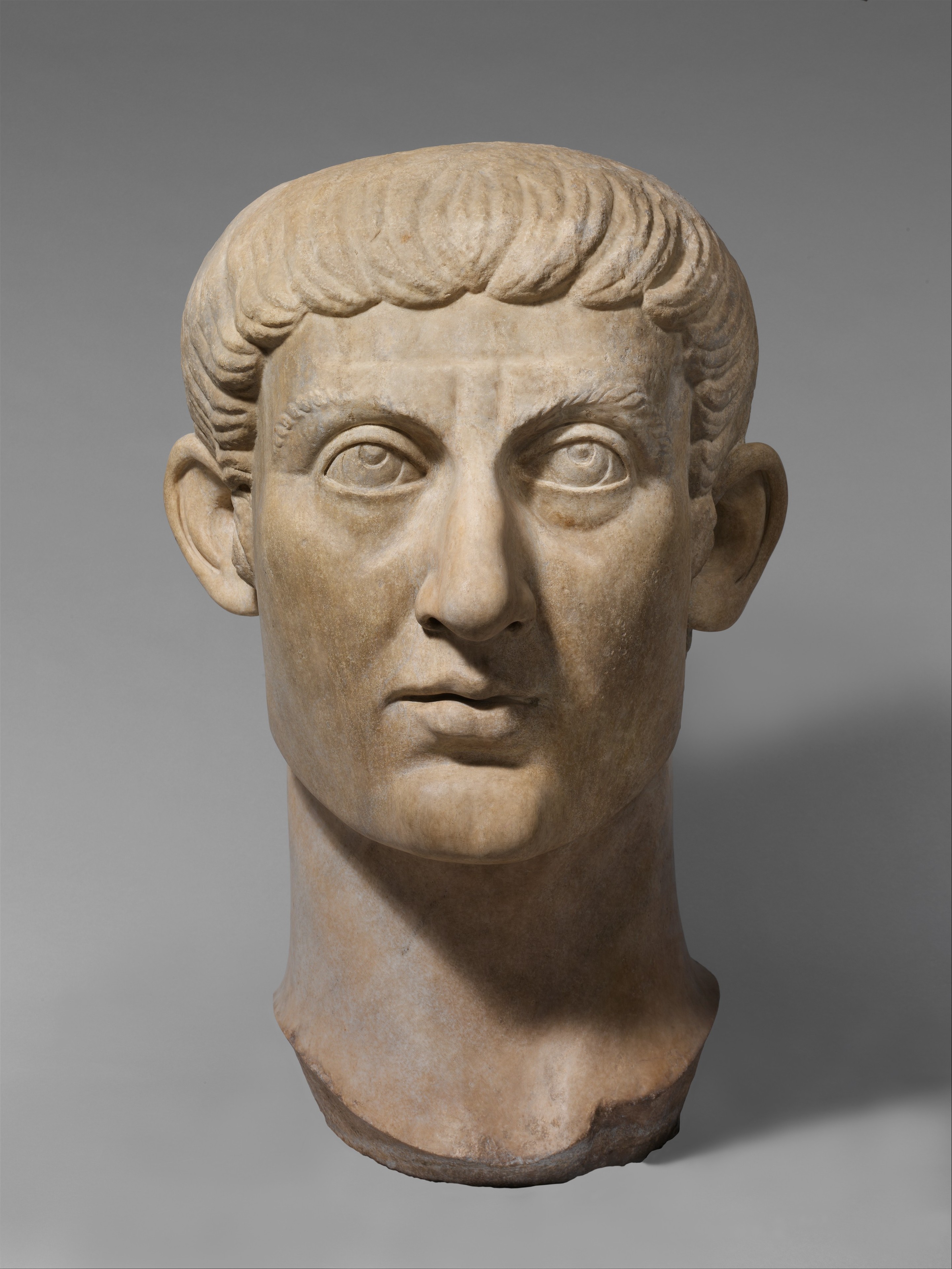 Marble portrait head of Emperor Constantine I, ca. 325–370 CE. The Metropolitan Museum of Art, New York.